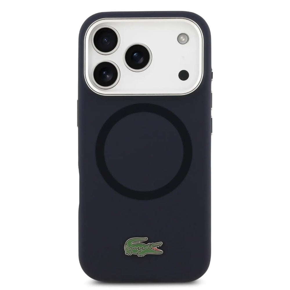 Lacoste iPhone 17 Pro Max Backcover hoesje - MagSafe - Metal Logo - Navy-Hoesjes-Ilumina Benelux