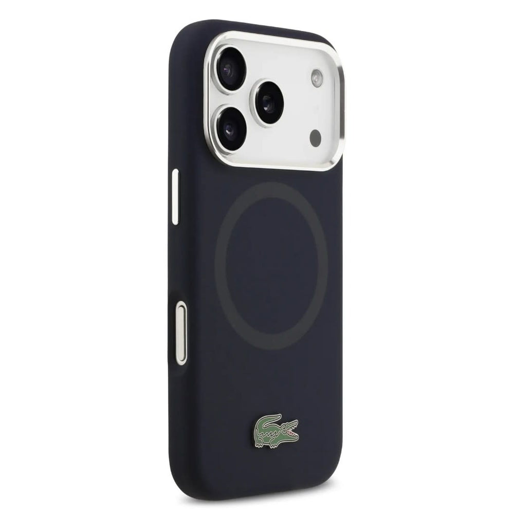 Lacoste iPhone 17 Pro Max Backcover hoesje - MagSafe - Metal Logo - Navy-Hoesjes-Ilumina Benelux