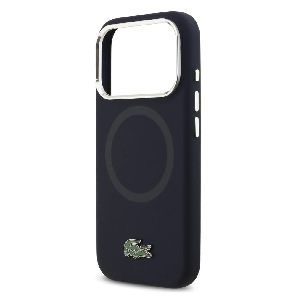 Lacoste iPhone 17 Pro Max Backcover hoesje - MagSafe - Metal Logo - Navy-Hoesjes-Ilumina Benelux