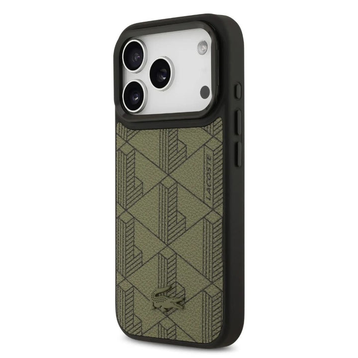 Lacoste iPhone 17 Pro Max Backcover hoesje - MagSafe - Nomogramme Logo with Camera Stand - Groen-Hoesjes-Ilumina Benelux