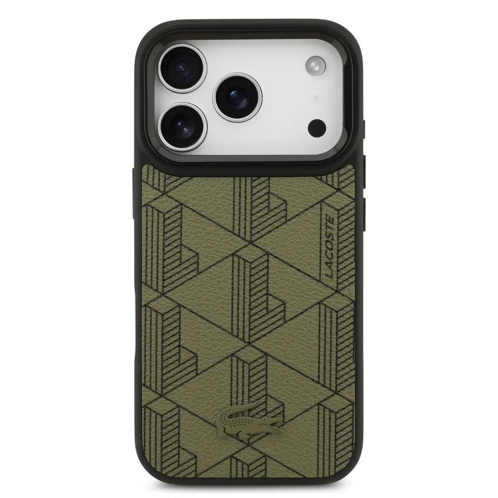 Lacoste iPhone 17 Pro Max Backcover hoesje - MagSafe - Nomogramme Logo with Camera Stand - Groen-Hoesjes-Ilumina Benelux