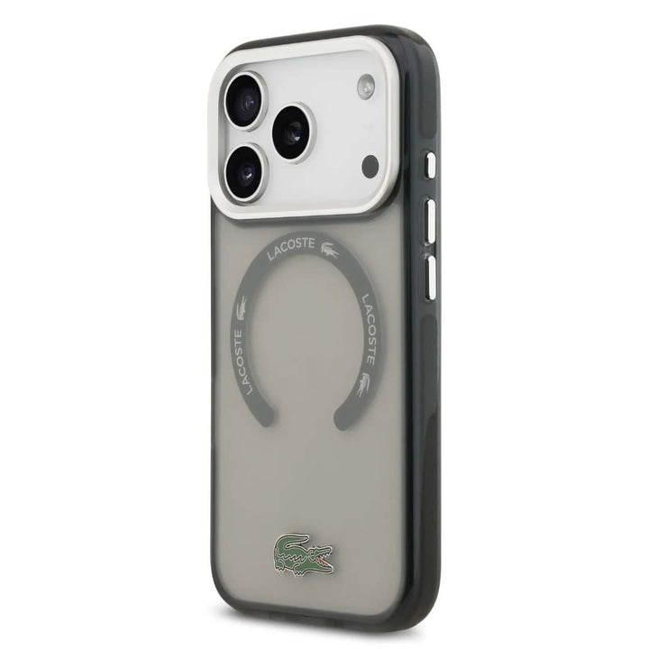Lacoste iPhone 17 Pro Max Backcover hoesje - MagSafe - Transparent Case With Frosted Finish - Grijs-Hoesjes-Ilumina Benelux