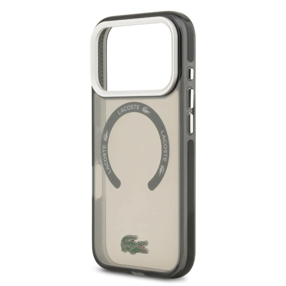 Lacoste iPhone 17 Pro Max Backcover hoesje - MagSafe - Transparent Case With Frosted Finish - Grijs-Hoesjes-Ilumina Benelux