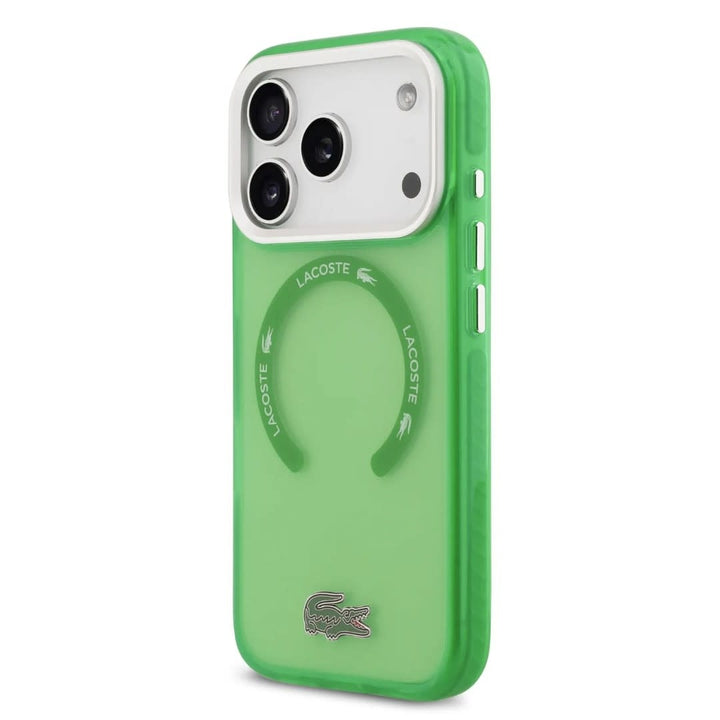 Lacoste iPhone 17 Pro Max Backcover hoesje - MagSafe - Transparent Case With Frosted Finish - Groen-Hoesjes-Ilumina Benelux