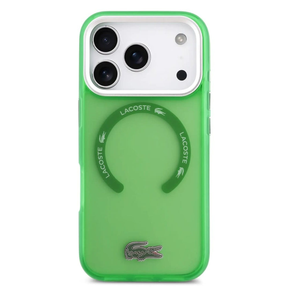 Lacoste iPhone 17 Pro Max Backcover hoesje - MagSafe - Transparent Case With Frosted Finish - Groen-Hoesjes-Ilumina Benelux
