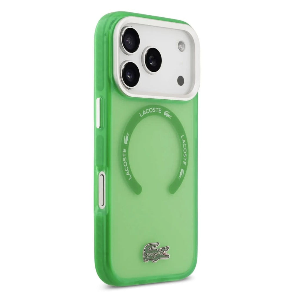 Lacoste iPhone 17 Pro Max Backcover hoesje - MagSafe - Transparent Case With Frosted Finish - Groen-Hoesjes-Ilumina Benelux