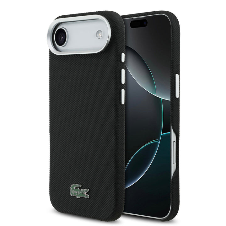 Lacoste iPhone Air Backcover hoesje - MagSafe - Metal Edges - Iconic Petit Pique Logo - Zwart-Hoesjes-Ilumina Benelux