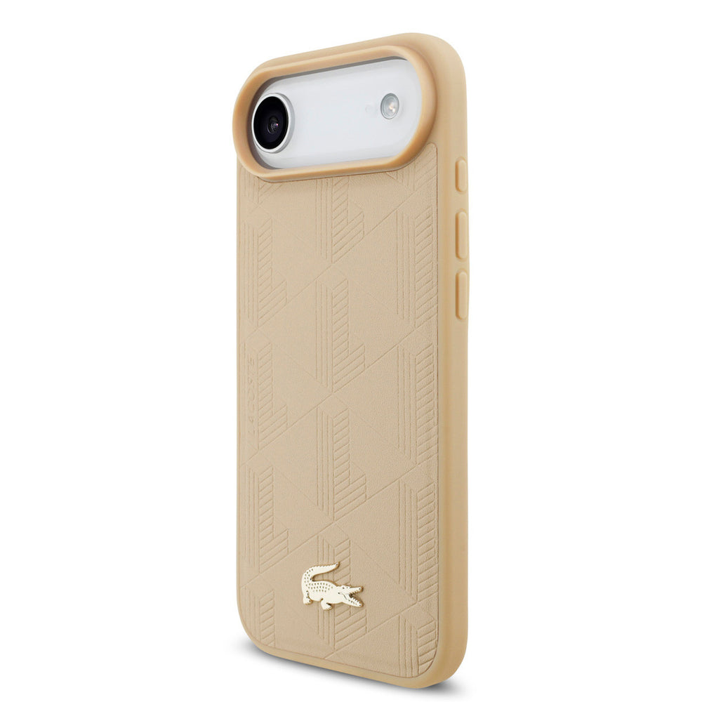 Lacoste iPhone Air Backcover hoesje - MagSafe - Monogramme Print With Gold Logo - Beige-Hoesjes-Ilumina Benelux