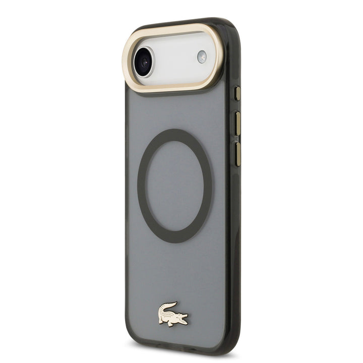 Lacoste iPhone Air Backcover hoesje - MagSafe - Transparent Case With Frosted Finish - Gold Edge - Zwart-Hoesjes-Ilumina Benelux