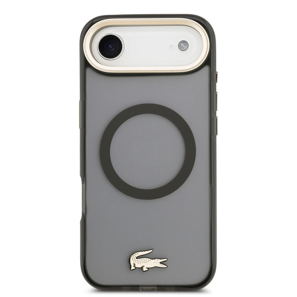 Lacoste iPhone Air Backcover hoesje - MagSafe - Transparent Case With Frosted Finish - Gold Edge - Zwart-Hoesjes-Ilumina Benelux