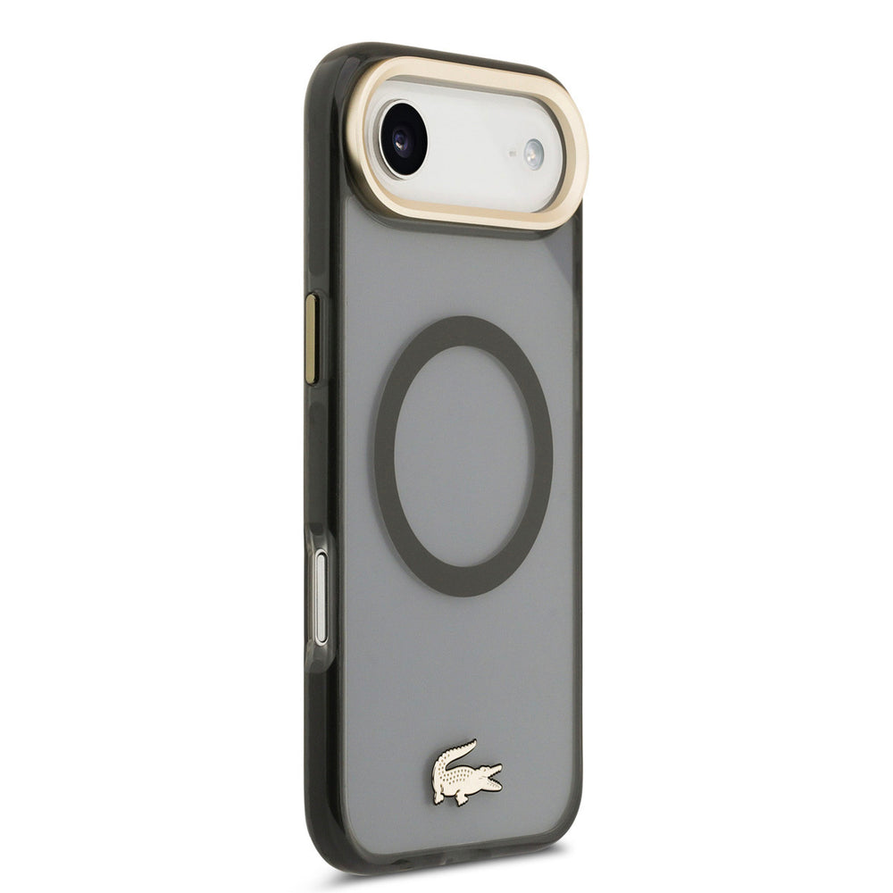 Lacoste iPhone Air Backcover hoesje - MagSafe - Transparent Case With Frosted Finish - Gold Edge - Zwart-Hoesjes-Ilumina Benelux