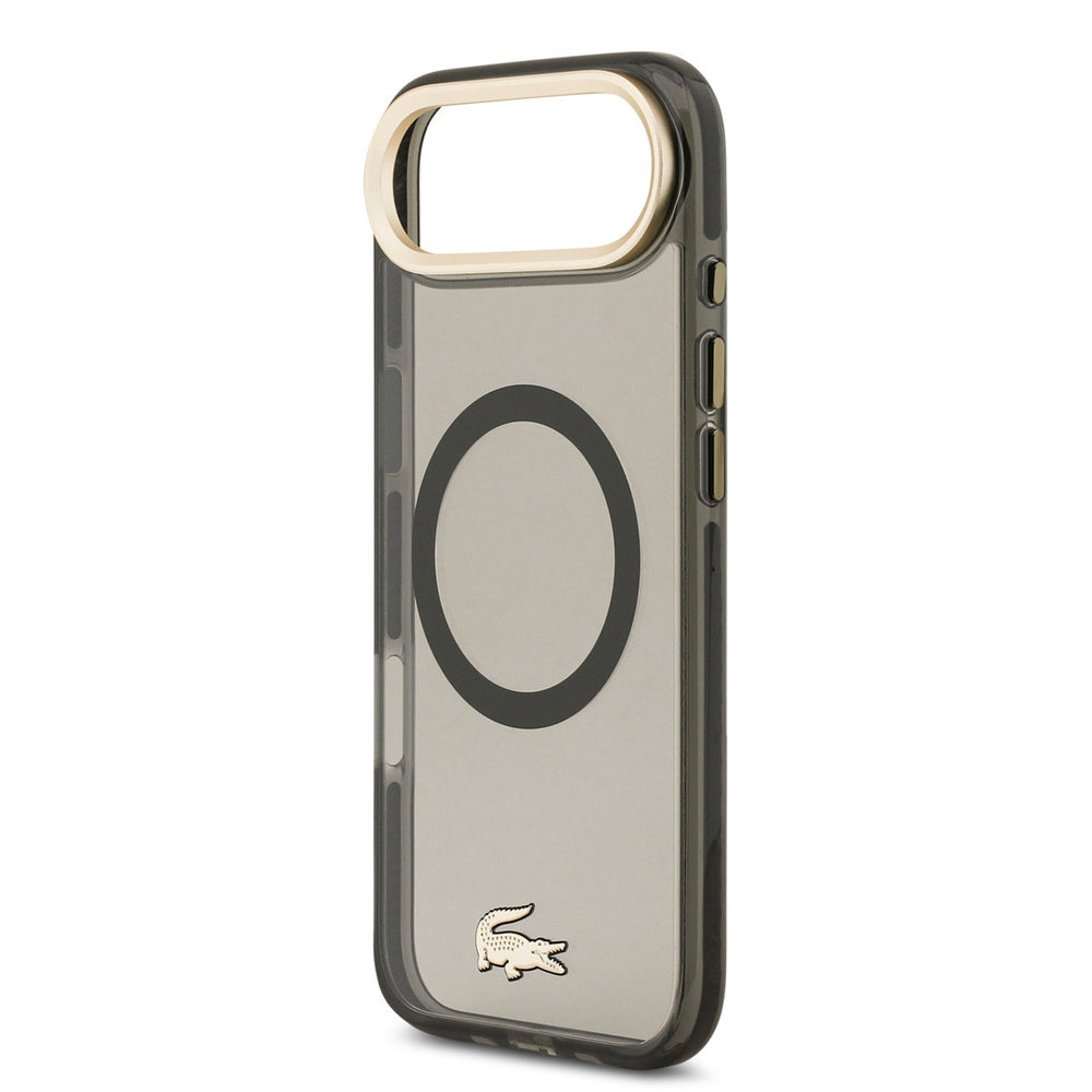 Lacoste iPhone Air Backcover hoesje - MagSafe - Transparent Case With Frosted Finish - Gold Edge - Zwart-Hoesjes-Ilumina Benelux