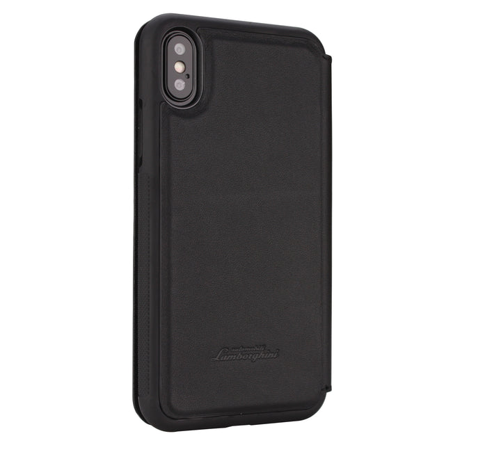 Lamborghini Huracan Zwart hoesje iPhone X-Xs - Book Case - Echt leer - D6 Serie-Hoesjes-Ilumina Benelux