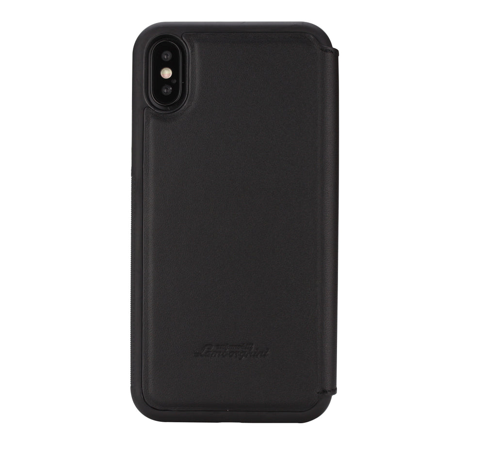 Lamborghini Huracan Zwart hoesje iPhone X-Xs - Book Case - Echt leer - D6 Serie-Hoesjes-Ilumina Benelux