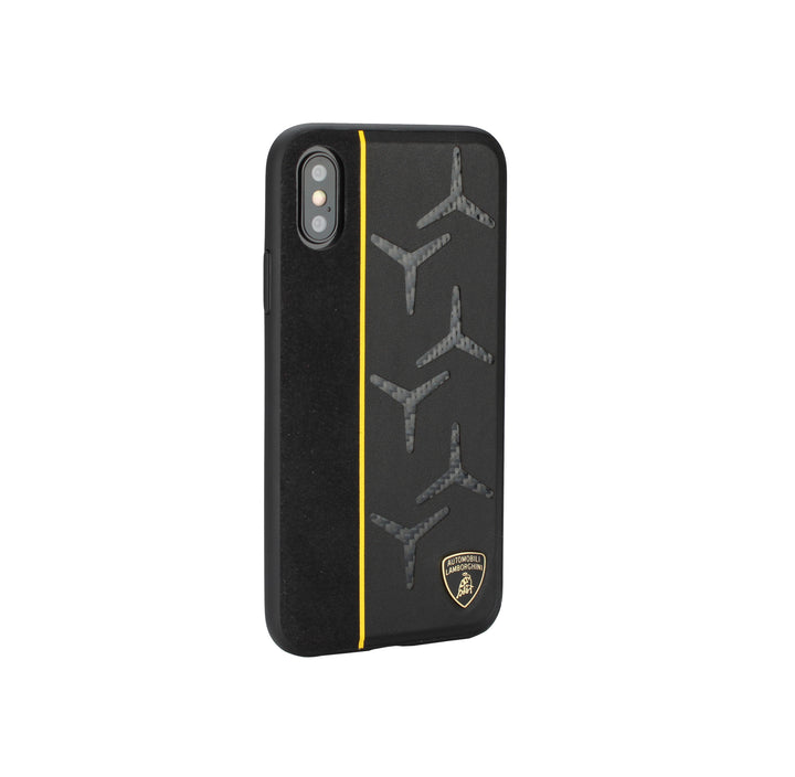 Lamborghini backcover hoesje Alcantara Apple iPhone Xs Max Geel - Genuine Leather - Echt leer-Hoesjes-Ilumina Benelux