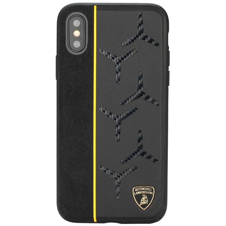 Lamborghini backcover hoesje Alcantara Apple iPhone Xs Max Geel - Genuine Leather - Echt leer-Hoesjes-Ilumina Benelux