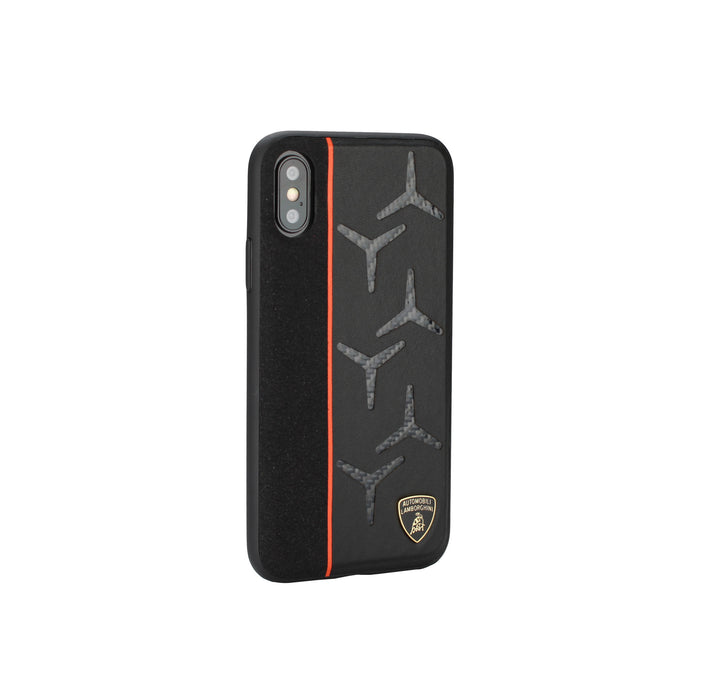 Lamborghini backcover hoesje Alcantara Apple iPhone Xs Max Oranje - Genuine Leather - Echt leer-Hoesjes-Ilumina Benelux
