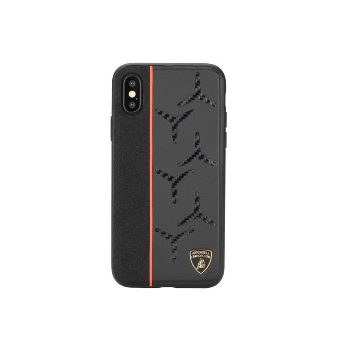 Lamborghini backcover hoesje Alcantara Apple iPhone Xs Max Oranje - Genuine Leather - Echt leer-Hoesjes-Ilumina Benelux