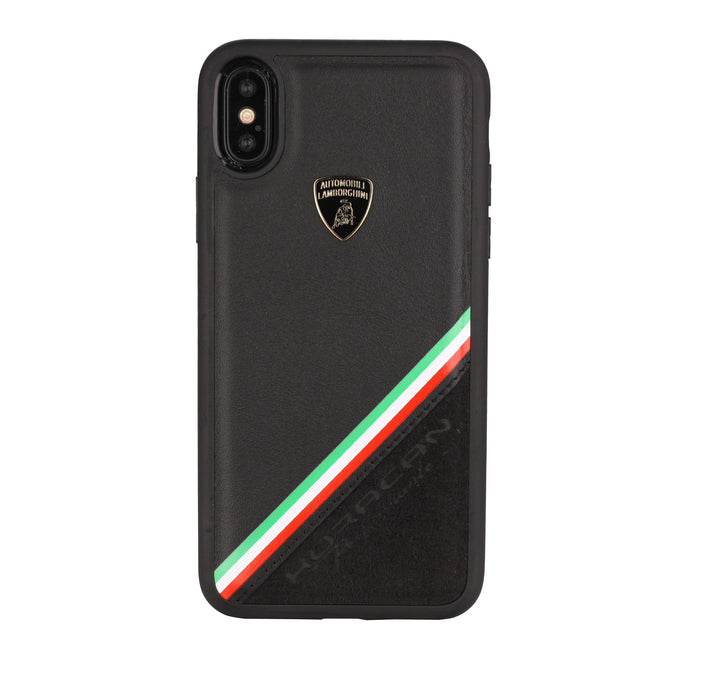 Lamborghini backcover hoesje Alcantara Apple iPhone Xs Max Zwart - Genuine Leather - Echt leer-Hoesjes-Ilumina Benelux