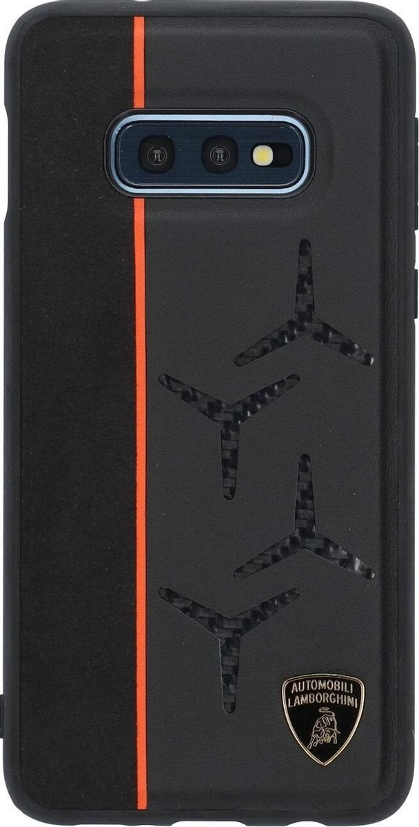 Lamborghini backcover hoesje Alcantara Samsung Galaxy S10e Oranje - Genuine Leather - Echt leer-Hoesjes-Ilumina Benelux