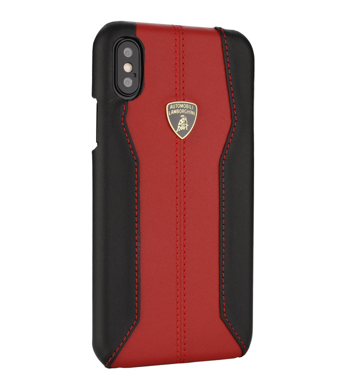 Lamborghini backcover hoesje D1 Serie Apple iPhone Xs Max Rood - Genuine Leather - Echt leer-Hoesjes-Ilumina Benelux