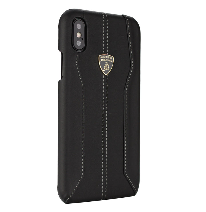 Lamborghini backcover hoesje D1 Serie Apple iPhone Xs Max Zwart - Genuine Leather - Echt leer-Hoesjes-Ilumina Benelux