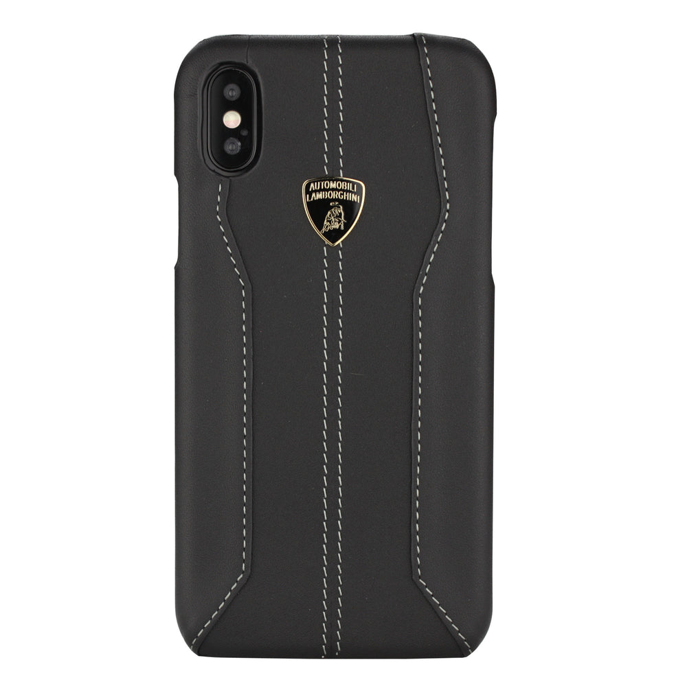 Lamborghini backcover hoesje D1 Serie Apple iPhone Xs Max Zwart - Genuine Leather - Echt leer-Hoesjes-Ilumina Benelux