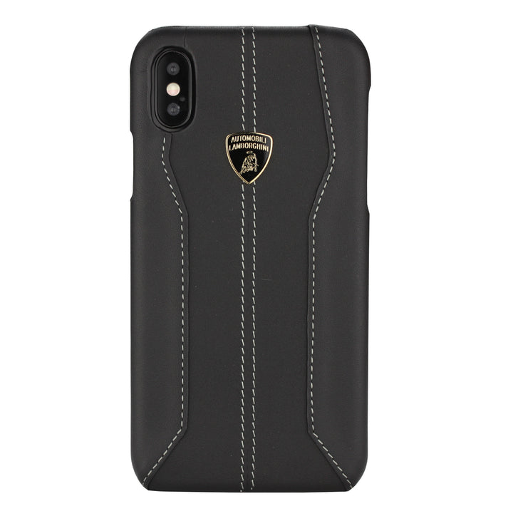 Lamborghini backcover hoesje D1 Serie Apple iPhone Xs Max Zwart - Genuine Leather - Echt leer-Hoesjes-Ilumina Benelux