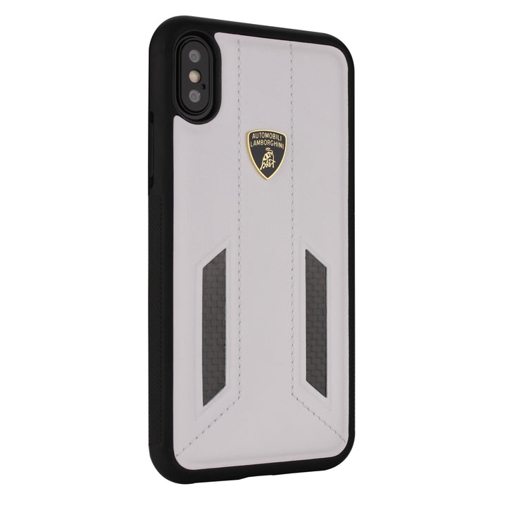 Lamborghini backcover hoesje D6 Serie Apple iPhone X-Xs Wit - Genuine Leather - Echt leer-Hoesjes-Ilumina Benelux