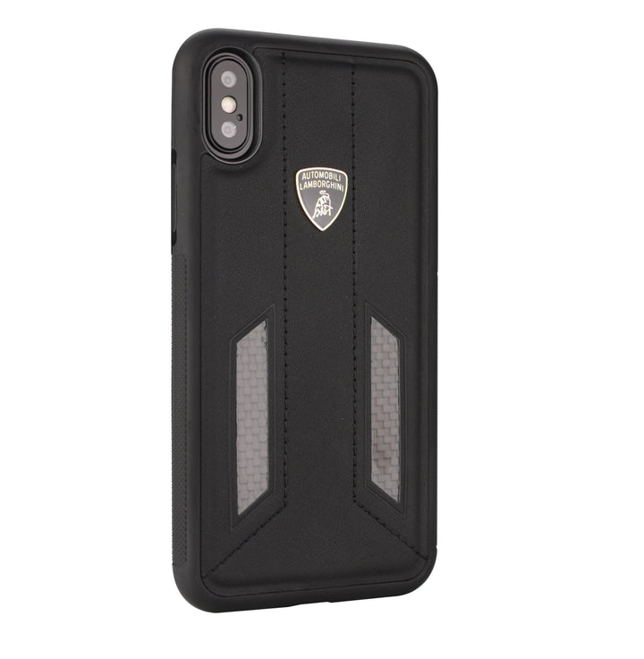 Lamborghini backcover hoesje D6 Serie Apple iPhone Xs Max Zwart - Genuine Leather - Echt leer-Hoesjes-Ilumina Benelux