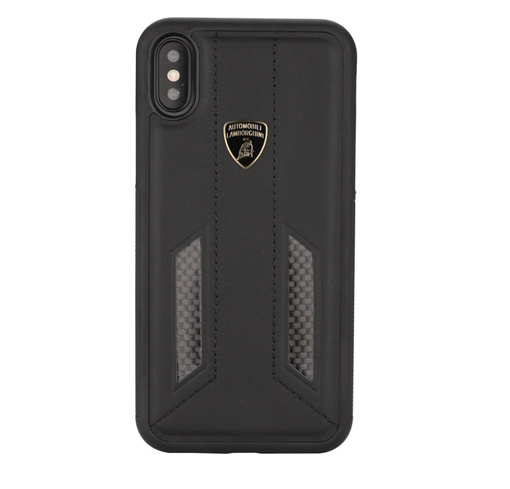 Lamborghini backcover hoesje D6 Serie Apple iPhone Xs Max Zwart - Genuine Leather - Echt leer-Hoesjes-Ilumina Benelux