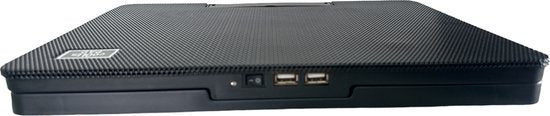Laptop cooling pad – Ergonomische laptopstandaard – 2 stille ventilatoren – 6 verstelbare hoeken – USB powered – LED – Zwart-Laptopkoelers-Ilumina Benelux