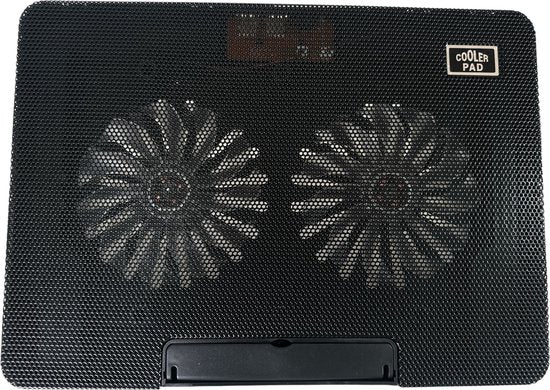 Laptop cooling pad – Ergonomische laptopstandaard – 2 stille ventilatoren – 6 verstelbare hoeken – USB powered – LED – Zwart-Laptopkoelers-Ilumina Benelux