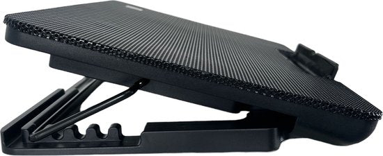 Laptop cooling pad – Ergonomische laptopstandaard – 2 stille ventilatoren – 6 verstelbare hoeken – USB powered – LED – Zwart-Laptopkoelers-Ilumina Benelux