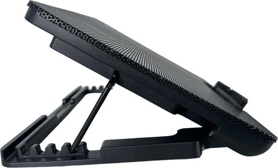 Laptop cooling pad – Ergonomische laptopstandaard – 2 stille ventilatoren – 6 verstelbare hoeken – USB powered – LED – Zwart-Laptopkoelers-Ilumina Benelux