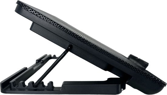 Laptop cooling pad – Ergonomische laptopstandaard – 2 stille ventilatoren – 6 verstelbare hoeken – USB powered – LED – Zwart-Laptopkoelers-Ilumina Benelux