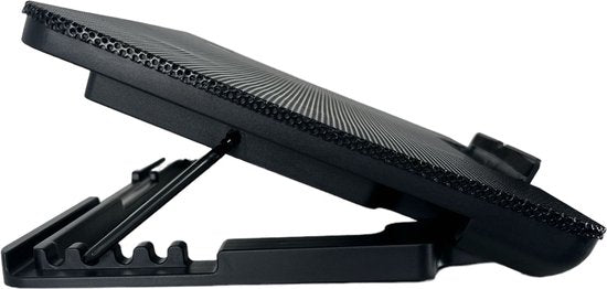Laptop cooling pad – Ergonomische laptopstandaard – 2 stille ventilatoren – 6 verstelbare hoeken – USB powered – LED – Zwart-Laptopkoelers-Ilumina Benelux