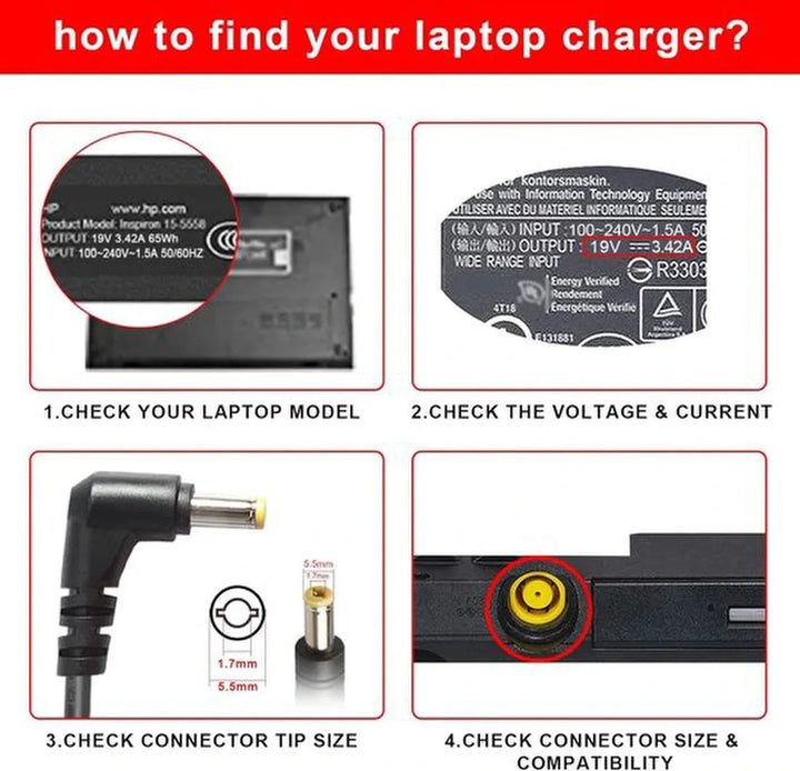 Laptop oplader – Geschikt voor Acer Aspire Extensa TravelMate Timeline Chromebook – 19V 3.42A – 5,5x1,7mm plug – Zwart-Voedingsadapter-Ilumina Benelux