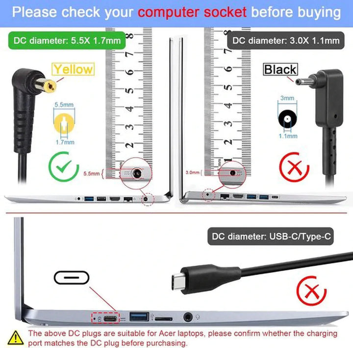 Laptop oplader – Geschikt voor Acer Aspire/TravelMate/Extensa/Gateway – 19V 4.74A 90W – 5.5x1.7mm connector – Zwart-Voedingsadapter-Ilumina Benelux