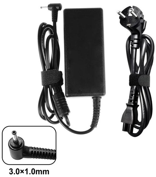 Laptop oplader – Geschikt voor Asus Transformer Book/Zenbook, Acer Chromebook/Aspire One, Samsung ATIV Book – 19V 2.37A – 3.0x1.0mm plug – Zwart-Voedingsadapter-Ilumina Benelux