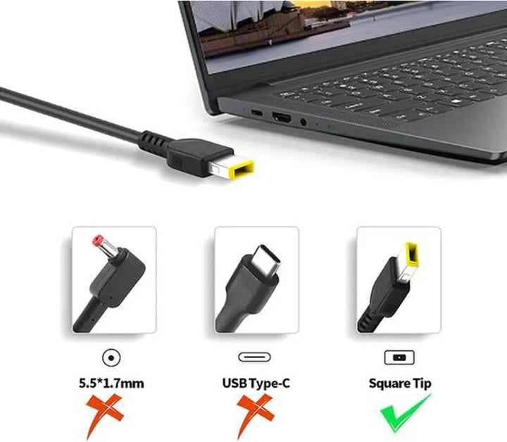 Laptop oplader – Geschikt voor Lenovo ThinkPad Legion Yoga IdeaPad ThinkCentre ThinkBook – 20V 3.25A 65W – Square Pin – Zwart-Voedingsadapter-Ilumina Benelux