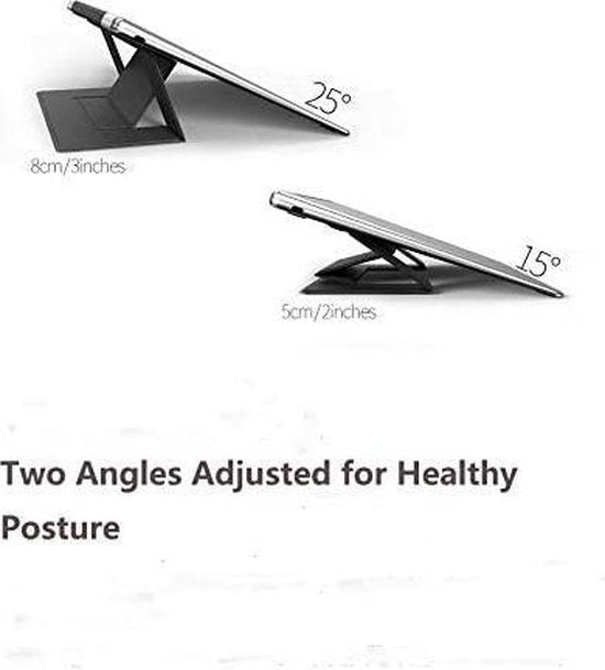 Laptop standaard – Onzichtbaar Zelfklevend – Opvouwbaar Draagbaar – Geschikt voor laptops & tablets tot 15,6 inch – Zwart-Notebookstandaard-Ilumina Benelux