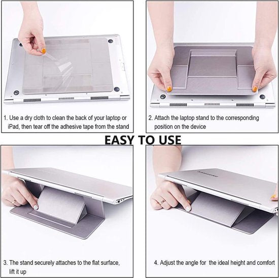 Laptop standaard – Onzichtbaar Zelfklevend – Opvouwbaar Draagbaar – Geschikt voor laptops & tablets tot 15,6 inch – Zwart-Notebookstandaard-Ilumina Benelux