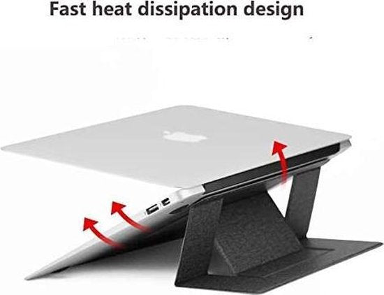 Laptop standaard – Onzichtbaar Zelfklevend – Opvouwbaar Draagbaar – Geschikt voor laptops & tablets tot 15,6 inch – Zwart-Notebookstandaard-Ilumina Benelux