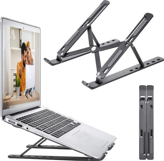 Laptop standaard – Verstelbaar aluminium – Opvouwbaar & draagbaar – Geschikt voor 10-15,6 inch laptops/tablets – Zilver-Notebookstandaard-Ilumina Benelux