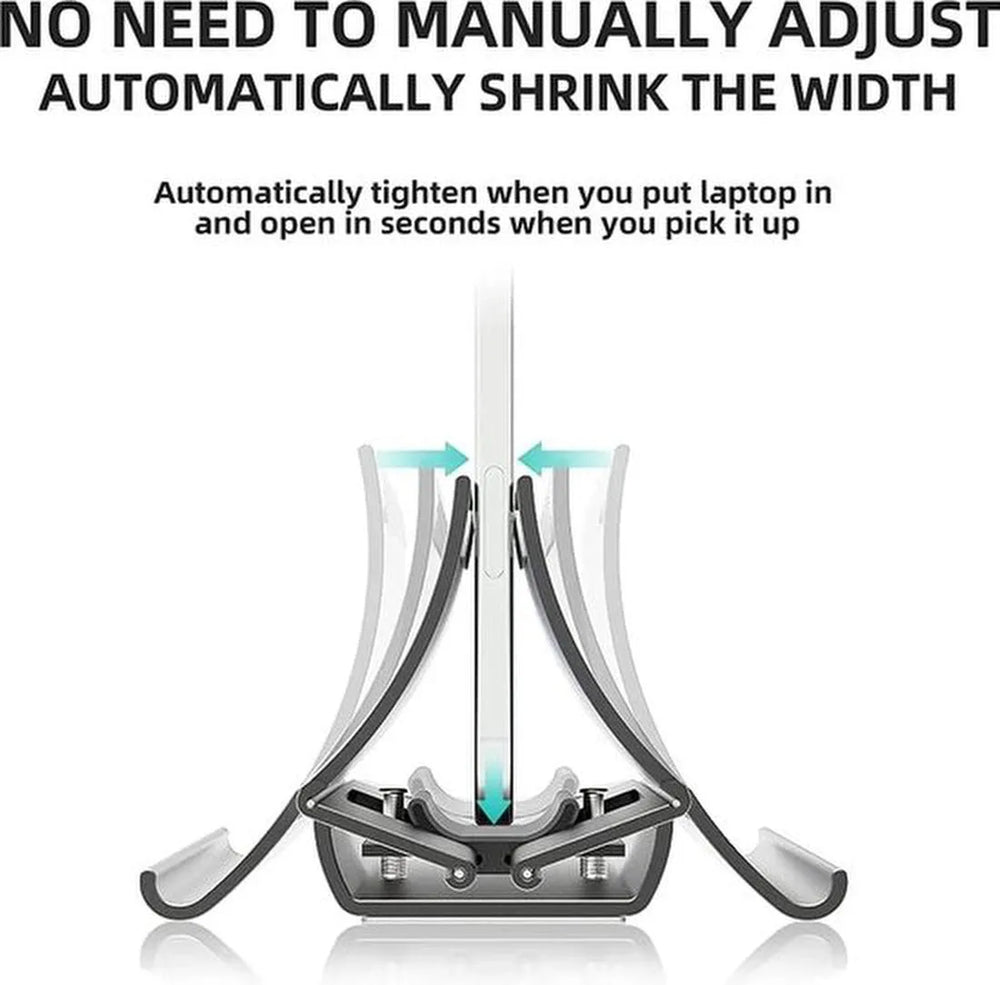 Laptopstandaard – Automatische zwaartekrachtbeugel – Voor laptop tablet telefoon boeken – Antislip – Ruimtebesparend zwart-Notebookstandaard-Ilumina Benelux