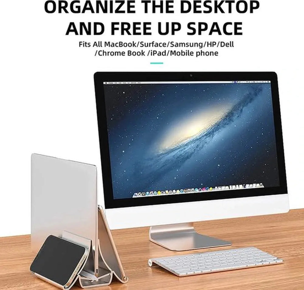 Laptopstandaard – Automatische zwaartekrachtbeugel – Voor laptop tablet telefoon boeken – Antislip – Ruimtebesparend zwart-Notebookstandaard-Ilumina Benelux