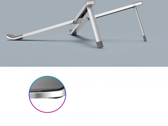 Laptopstandaard – Ergonomisch Verstelbaar – Lichtgewicht Aluminium – Geschikt voor Laptop & Tablet 13-17 inch – Zilver-Notebookstandaard-Ilumina Benelux