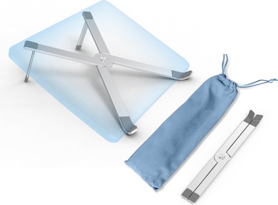 Laptopstandaard – Ergonomisch Verstelbaar – Lichtgewicht Aluminium – Geschikt voor Laptop & Tablet 13-17 inch – Zilver-Notebookstandaard-Ilumina Benelux