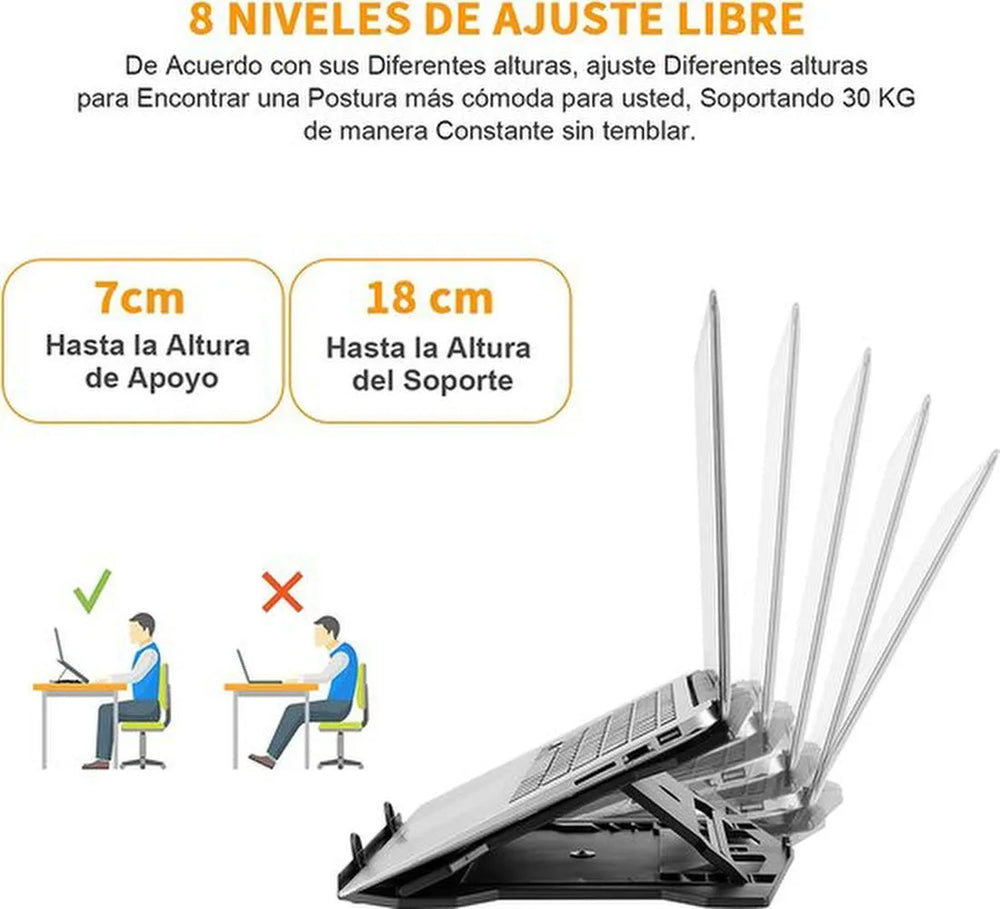 Laptopstandaard – Ergonomisch Verstelbaar – Voor 10-17 Inch Laptop – Antislip – Zilver-Notebookstandaard-Ilumina Benelux